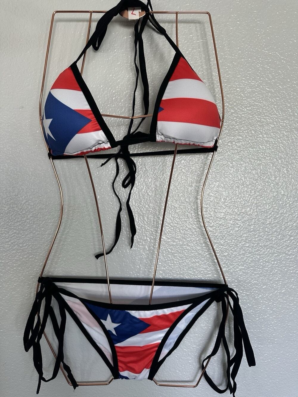 Women Two Piece Bikini Swimsuit Sexy Bathing Suits Small Navy American Flag Sz S